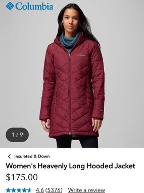 Columbia Women's Heavenly Long Hooded Jacket size medium